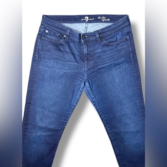 7 For All Mankind The Slim Cigarette- Dark Wash, Low rise skinny jeans - Picture 3 of 9